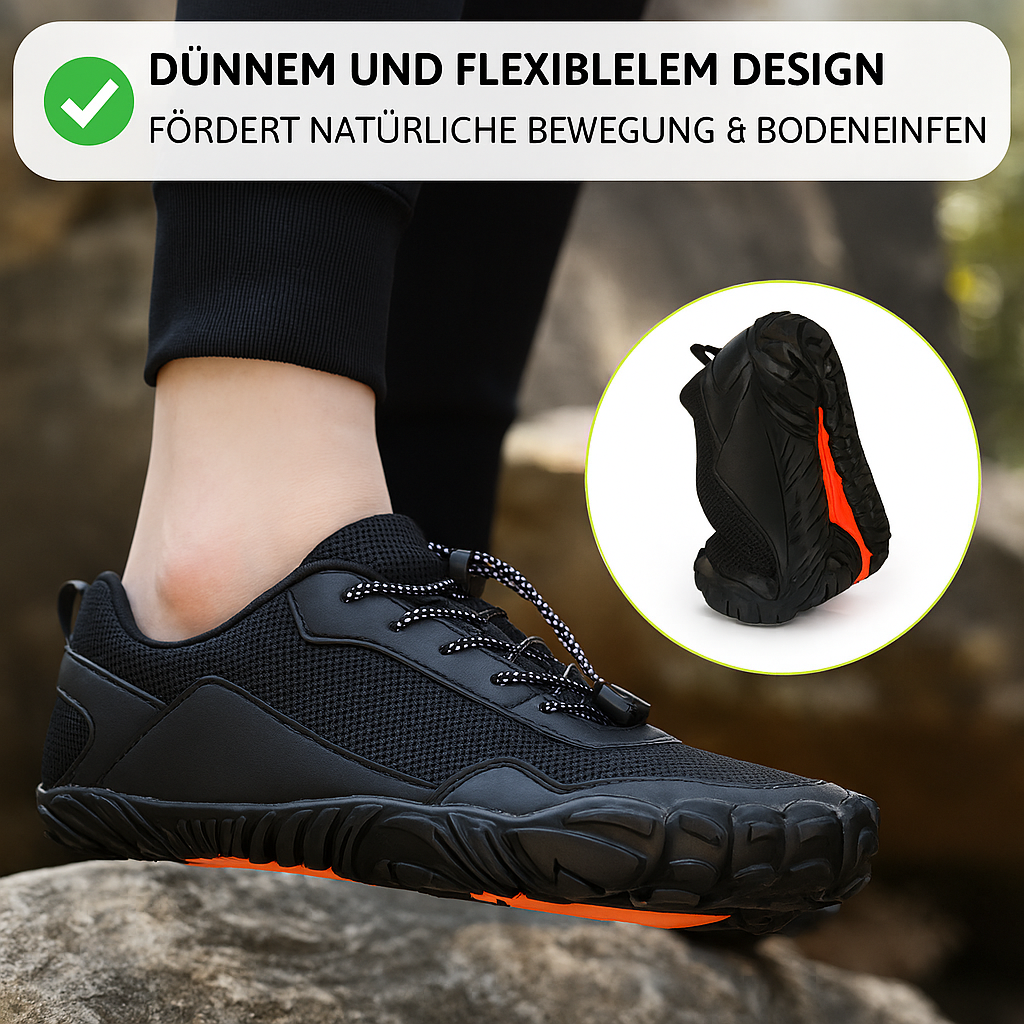 GirafflySticky Barfuß-Sneaker ZeroDrop Olivgrün Orangesohle