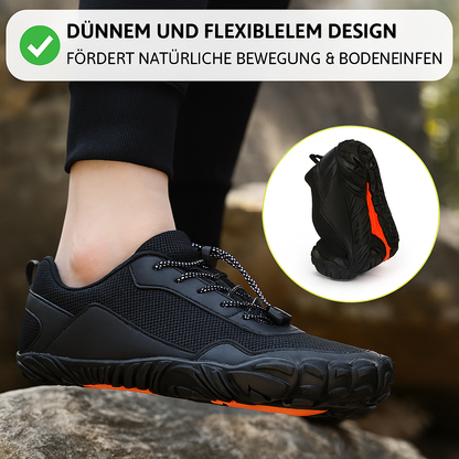 GirafflySticky Barfuß-Sneaker ZeroDrop Olivgrün Orangesohle