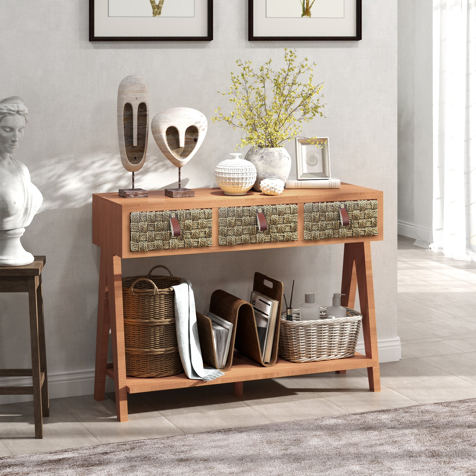  Luxuria Mid-Century Modern Console Table with Storage