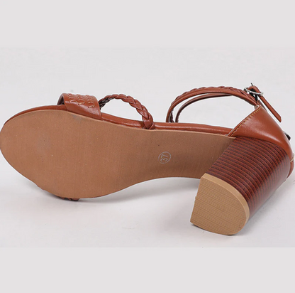 Elegante Komfortsandalen Blockabsatz Weiches Leder Damen