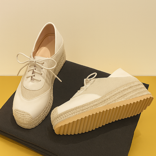 Damen Orthopädische Espadrille Sneaker Beige Boho Stil