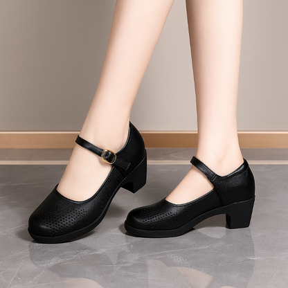 Damen Sandalen Blockabsatz Schwarz Luftdurchlässig Komfort