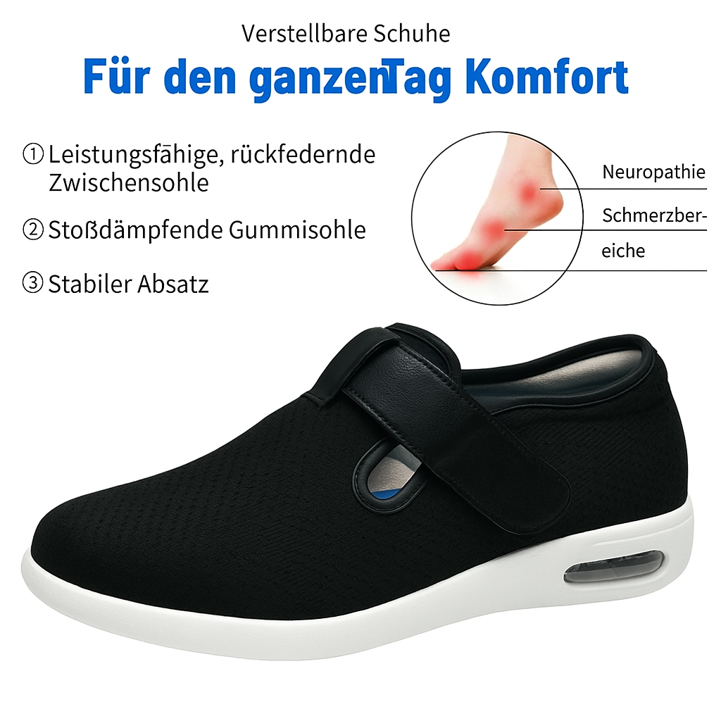 Sanfte Orthopädische Walkingschuhe Weite Dunkelblau