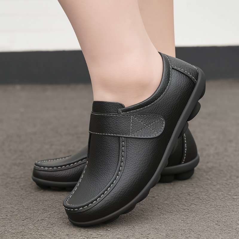 Orthopädische Lederloafer Damen Mit Klettverschluss