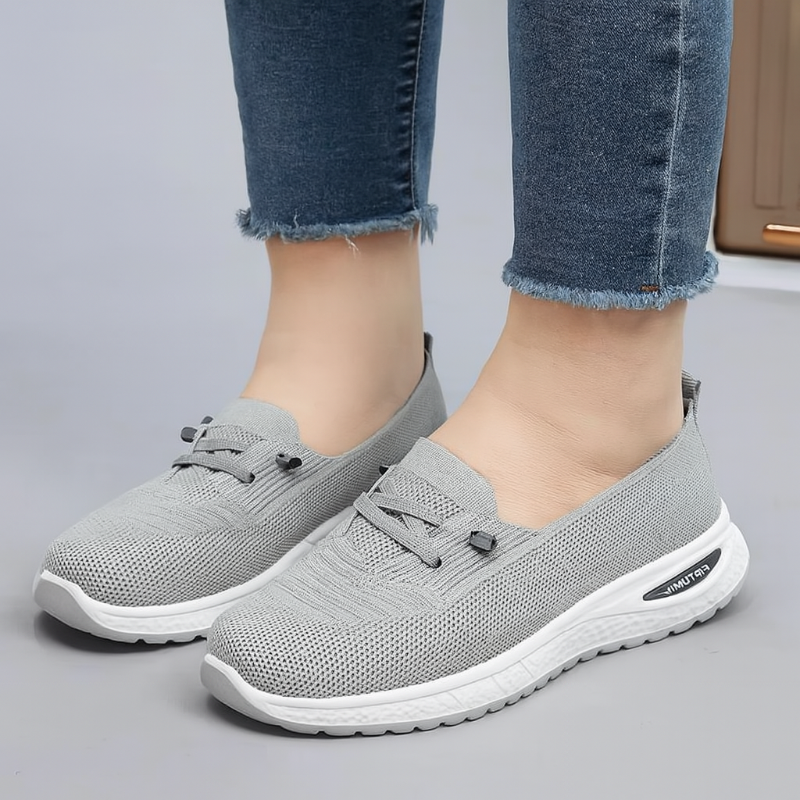 Damen Slip On Sneaker Knit Obermaterial Schockkeilsohle