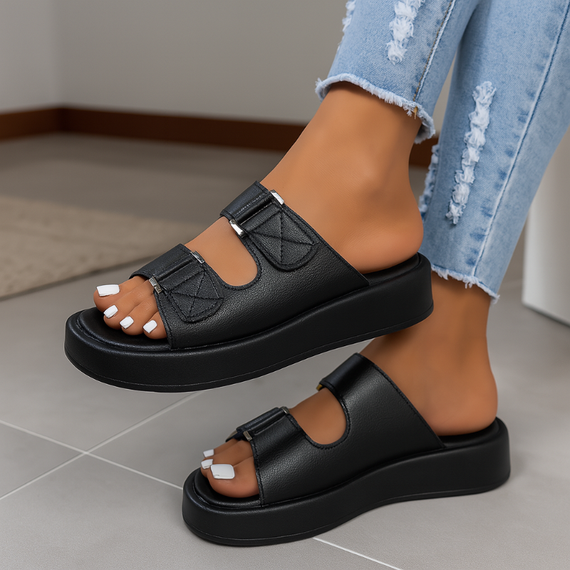 Damen Klettverschluss Sandalen Mit Plattform Sohle