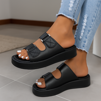 Damen Klettverschluss Sandalen Mit Plattform Sohle