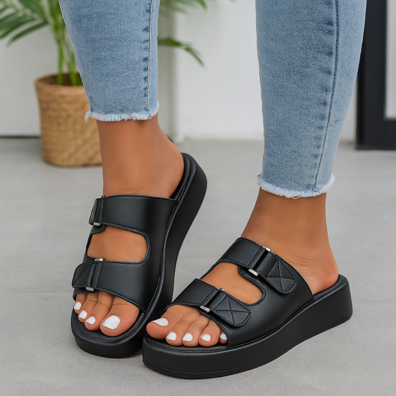 Damen Klettverschluss Sandalen Mit Plattform Sohle