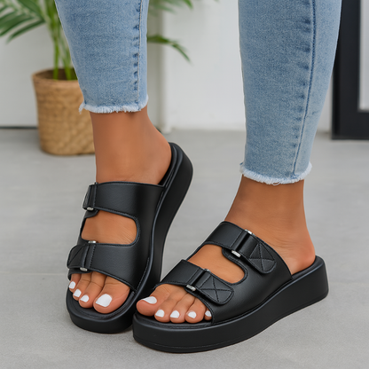 Damen Klettverschluss Sandalen Mit Plattform Sohle