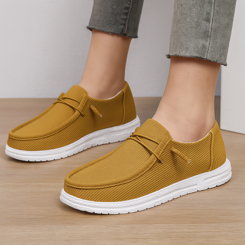 Damen Senfgelb Canvas Sneaker Plattform Sommerkomfort