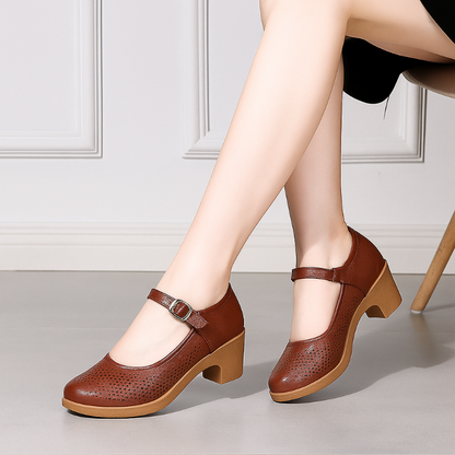 Damen Sandalen Blockabsatz Schwarz Luftdurchlässig Komfort