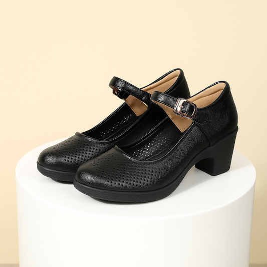 Damen Sandalen Blockabsatz Schwarz Luftdurchlässig Komfort