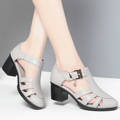 Damen Blockabsatz-Sandalen 6 cm Mit Riemen Schwarz