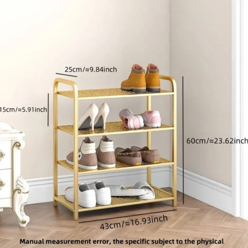 Gold Metallic Shoe Rack for Entryway