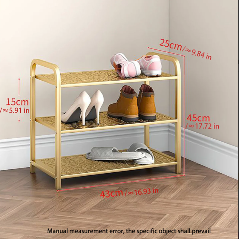 Gold Metallic Shoe Rack for Entryway