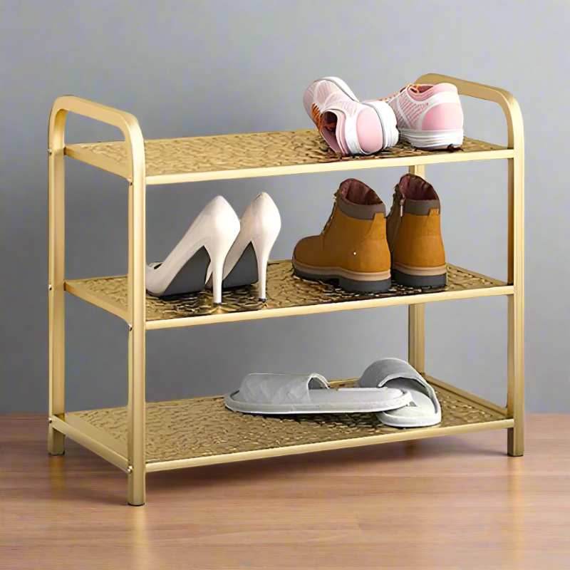 Gold Metallic Shoe Rack for Entryway