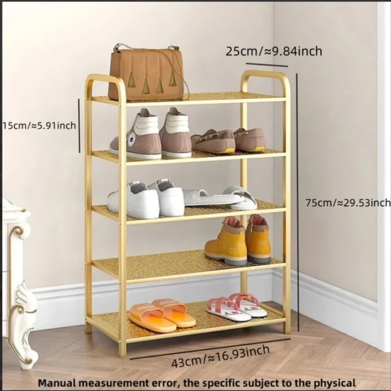 Gold Metallic Shoe Rack for Entryway