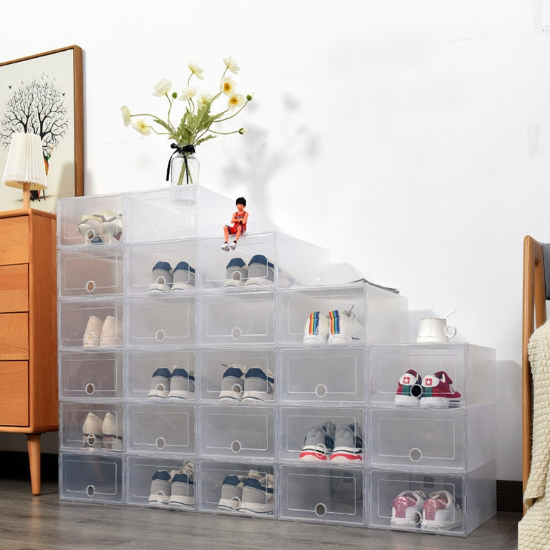 Clear Stackable Shoe Storage Boxes for Under the Bed