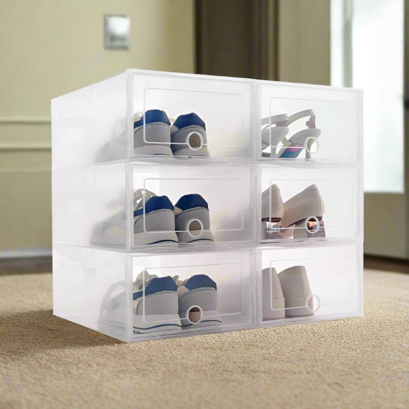 Clear Stackable Shoe Storage Boxes for Under the Bed