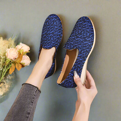 Bequeme Slipon Loafer Damen Lebhaftes Muster Blau Unbekannt