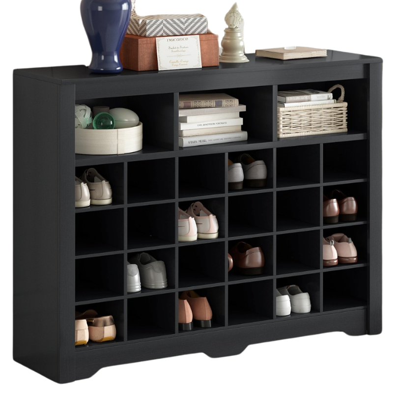 Modern Black Shoe Storage Console for Hallway and Living Room