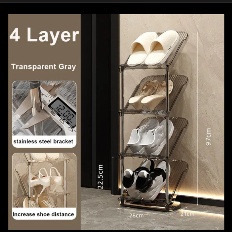 Multi-Layer Transparent Shoe Rack for EntryWay