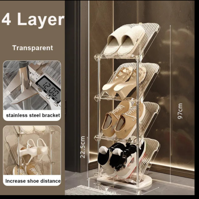 Multi-Layer Transparent Shoe Rack for EntryWay