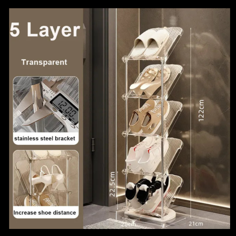 Multi-Layer Transparent Shoe Rack for EntryWay