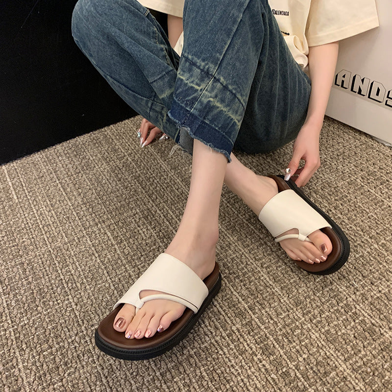 Bequeme Braun Retro Slipper Mit Dicken Sohlen Damen