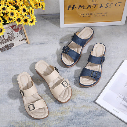 Verstellbare Komfortsandalen Damen Mit Schnallenriemen
