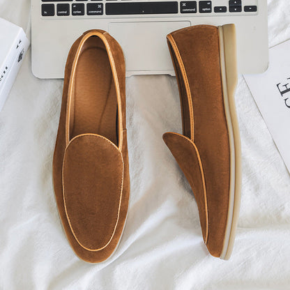 Kunstwildleder Slip-On Loafer Schwarz Gepolsterte Sohle