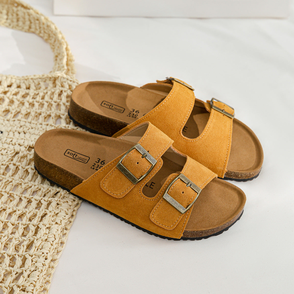 SoftSandal Grüne Sandalen Damen Doppel Schnallen Gr 36