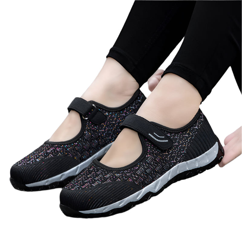 Damen Sandalen Burgunderrot Strick Mit Klettverschluss