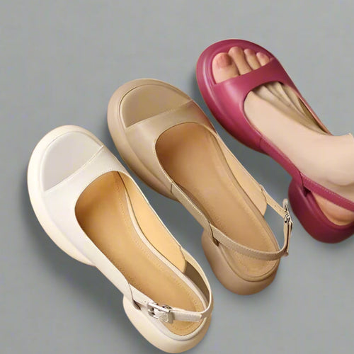 Damen Sandalen Weiche Sohle Blockabsatz Ballenzehen