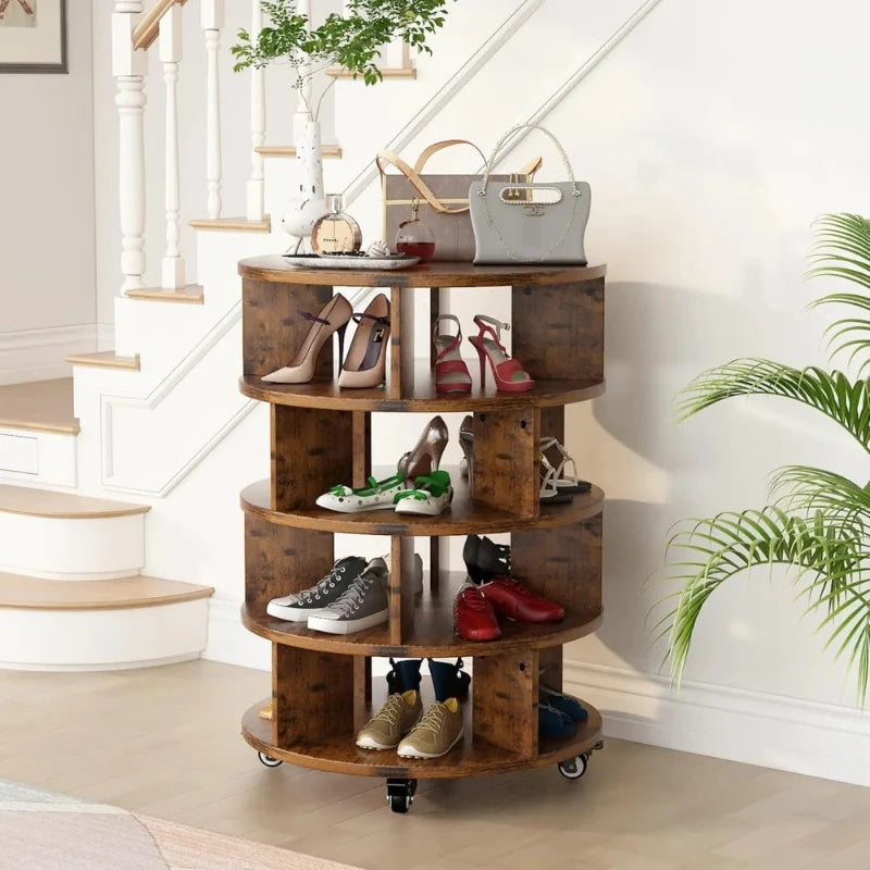 Elegant 360° Rotating Shoe Rack Tower