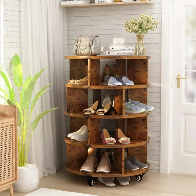 Elegant 360° Rotating Shoe Rack Tower