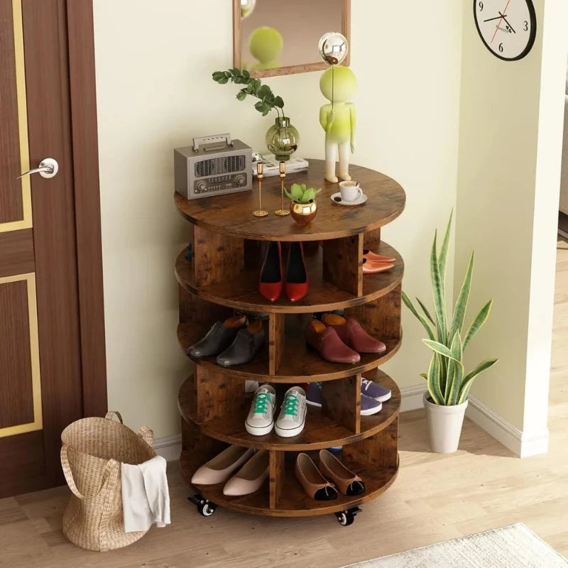 Elegant 360° Rotating Shoe Rack Tower