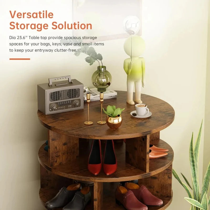 Elegant 360° Rotating Shoe Rack Tower