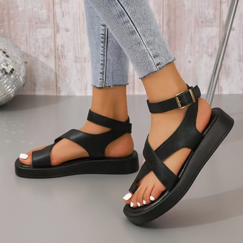 Genuine Leather Comfy Summer Sandals for Bunions - Toe Correction Sandals