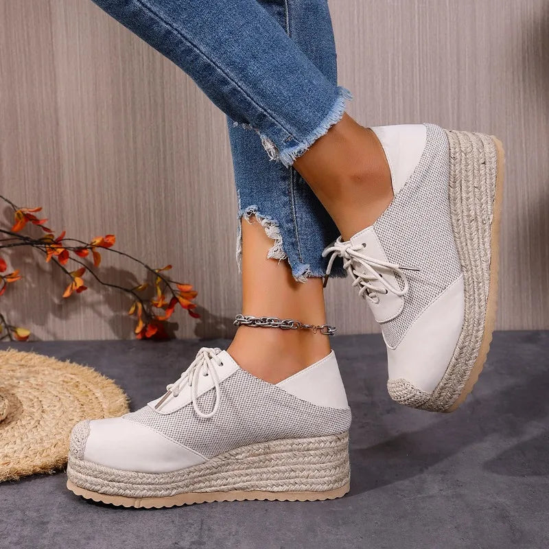 Damen Orthopädische Espadrille Sneaker Beige Boho Stil