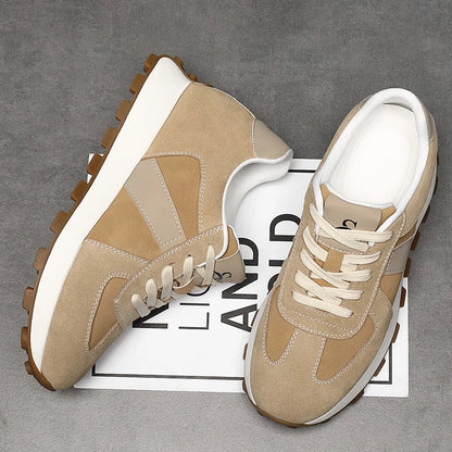 Stylische Orthopädische Sneaker Plateau-Sohle Beige