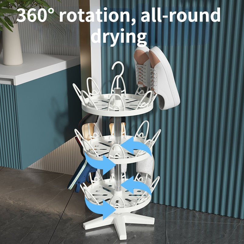 Multi-Use Rotating Shoe Drying Rack