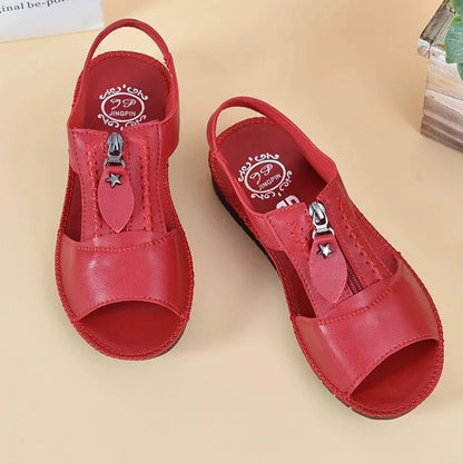 Damen-Sandalen mit offener Struktur, Reißverschluss und Zehenfreiheit