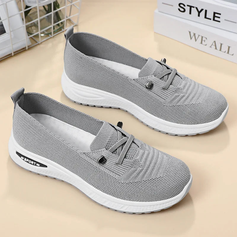 Damen Slip On Sneaker Knit Obermaterial Schockkeilsohle