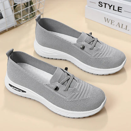 Damen Slip On Sneaker Knit Obermaterial Schockkeilsohle