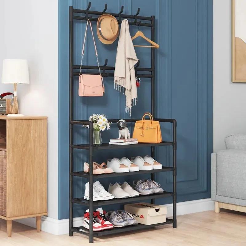 Multi-Functional Nordic Coat Rack with Shoe Storage