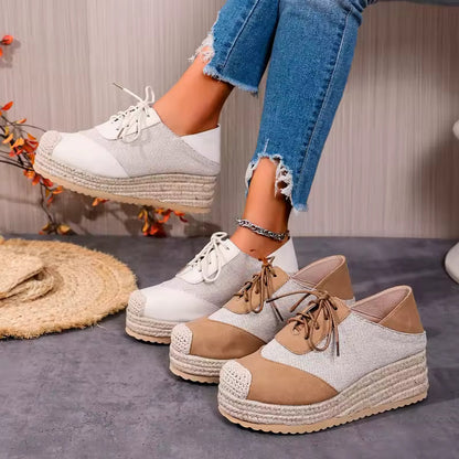 Damen Orthopädische Espadrille Sneaker Beige Boho Stil