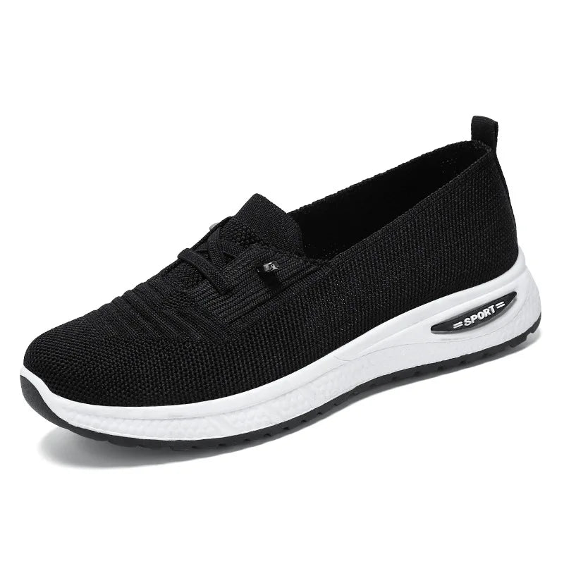 Damen Slip On Sneaker Knit Obermaterial Schockkeilsohle