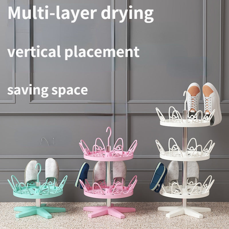 Multi-Use Rotating Shoe Drying Rack