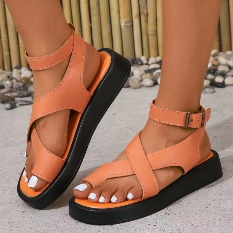 Genuine Leather Comfy Summer Sandals for Bunions - Toe Correction Sandals